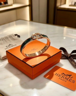 Hermès Vert Fumé Enamel Clic H Bracelet