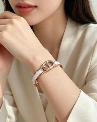 Hermès Rivale Leather Wrap H Bracelet