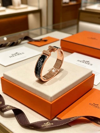 Hermès Clic H Noir Enamel Contrast Bracelet