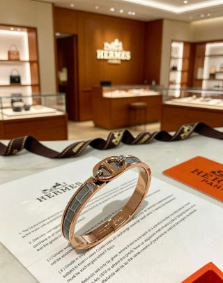 Hermès Clic H Leather Inlay Bracelet