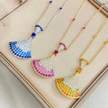 Bvlgari Colorful Gemstone Fan Pendant Necklace – Elegant Luxury Jewelry