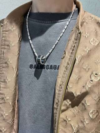 Bvlgari Silver Black Accent Pave Chain Necklace – Elegant Luxury Jewelry