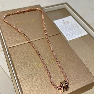 Bvlgari Rose Gold Black Accent Chain Necklace – Elegant Luxury Jewelry