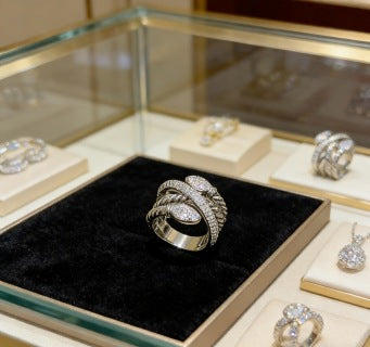 Bvlgari Spiral Crystal Pave Ring – Elegant Luxury Jewelry