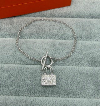 Hermès Kelly Lock Pavé Charm Bracelet