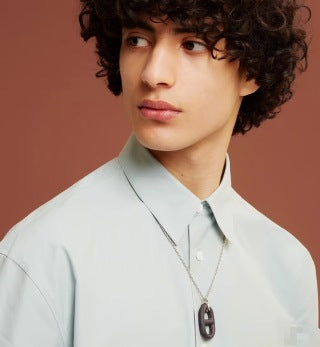 Hermès Leather Oval Link Pendant Necklace
