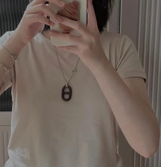 Hermès Leather Oval Link Pendant Necklace