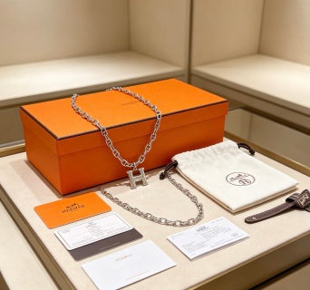 Hermès Chaine d’Ancre H Pendant Silver Necklace