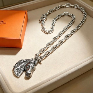Hermès Equestrian Horse Head Pendant Necklace
