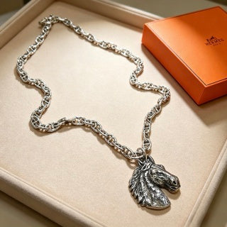Hermès Equestrian Horse Head Pendant Necklace