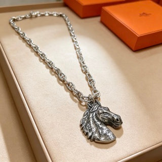 Hermès Equestrian Horse Head Pendant Necklace