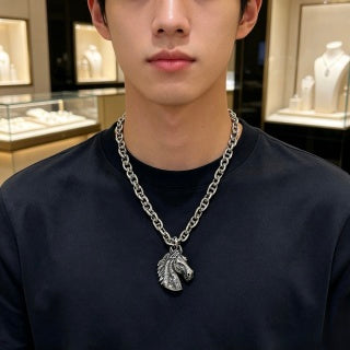 Hermès Equestrian Horse Head Pendant Necklace