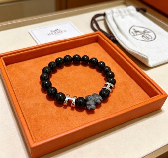 Hermès Obsidian H Bead Bracelet