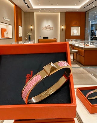 Hermès Rose Gold Clic H Pavé Enamel Bracelet