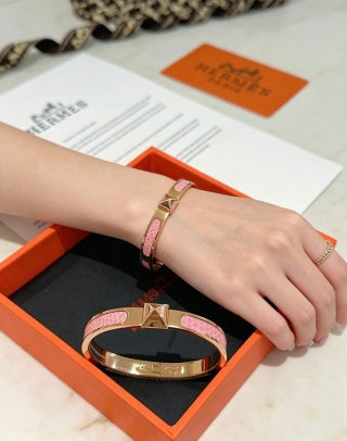 Hermès Rose Gold Clic H Pavé Enamel Bracelet