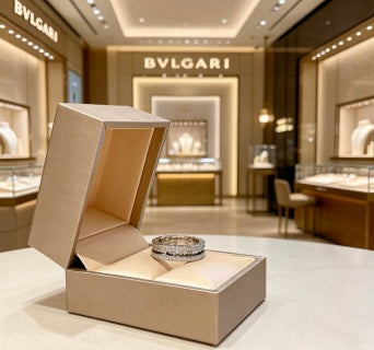 Bvlgari Silver Spiral Crystal Band Ring – Elegant Luxury Jewelry