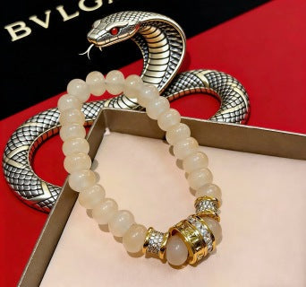 Bvlgari Pearl Beaded Gold Accent Bracelet – Elegant Luxury Jewelry