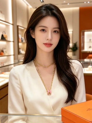 Hermès Éclat H Pendant Chain Necklace