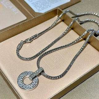 Bvlgari Silver Circle Crystal Pendant Necklace – Elegant Luxury Jewelry