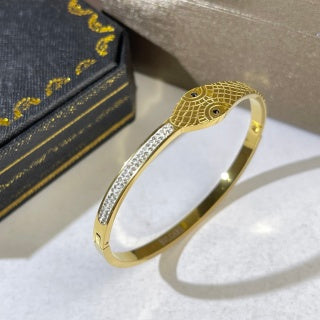 Bvlgari Serpent Scale Black Accent Cuff Bracelet – Elegant Luxury Jewelry