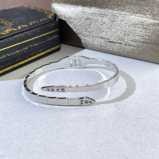Bvlgari Silver Geometric Cuff Bracelet – Elegant Luxury Jewelry