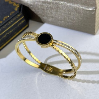 Bvlgari Two Tone Black Accent Cuff Bracelet – Elegant Luxury Jewelry