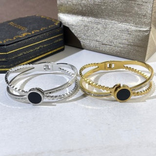 Bvlgari Two Tone Black Accent Cuff Bracelet – Elegant Luxury Jewelry