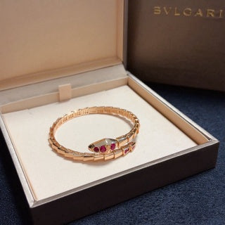 Bvlgari Serpenti Rose Gold Red Gemstone Bracelet – Elegant Luxury Jewelry