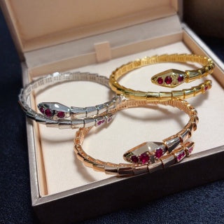 Bvlgari Serpenti Rose Gold Red Gemstone Bracelet – Elegant Luxury Jewelry