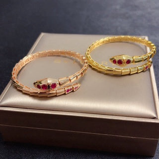 Bvlgari Serpenti Rose Gold Red Gemstone Bracelet – Elegant Luxury Jewelry