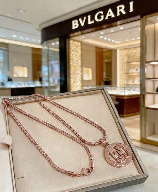 Bvlgari Rose Gold Medallion Pendant Necklace – Elegant Luxury Jewelry