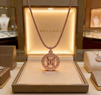Bvlgari Rose Gold Medallion Pendant Necklace – Elegant Luxury Jewelry