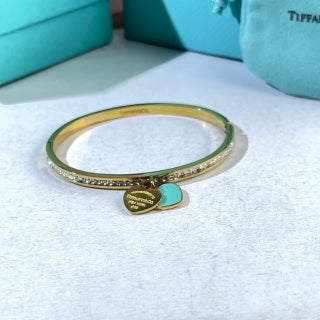 Tiffany Heart Tag Enamel Diamond Cuff Bracelet – Elegant Luxury Jewelry