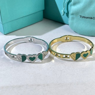 Tiffany Heart Tag Enamel Bangle Bracelet – Turquoise Heart Luxury Jewelry