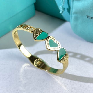 Tiffany Heart Tag Enamel Bangle Bracelet – Turquoise Heart Luxury Jewelry