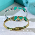Tiffany Heart Tag Enamel Bangle Bracelet – Turquoise Heart Luxury Jewelry