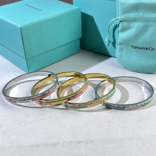 Tiffany T Colorful Enamel Diamond Bangle Bracelet – Elegant Luxury Jewelry