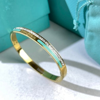Tiffany T Colorful Enamel Diamond Bangle Bracelet – Elegant Luxury Jewelry