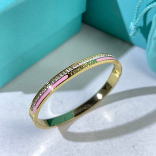 Tiffany T Colorful Enamel Diamond Bangle Bracelet – Elegant Luxury Jewelry