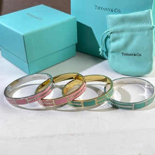 Tiffany T Colorful Enamel Diamond Bangle Bracelet – Elegant Luxury Jewelry