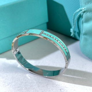 Tiffany T Colorful Enamel Diamond Bangle Bracelet – Elegant Luxury Jewelry