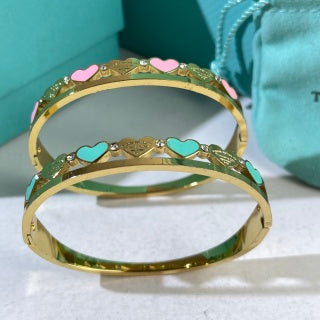 Tiffany Colorful Heart Enamel Bangle Bracelet – Elegant Luxury Jewelry