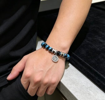 Hermès Azure Obsidian Bead Medallion Bracelet