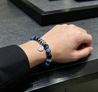 Hermès Azure Obsidian Bead Medallion Bracelet