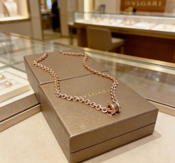 Bvlgari Rose Gold Diamond Link Necklace – Elegant Luxury Jewelry