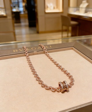 Bvlgari Rose Gold Diamond Link Necklace – Elegant Luxury Jewelry