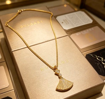 Bvlgari Gold Fan Pendant Necklace – Elegant Luxury Jewelry