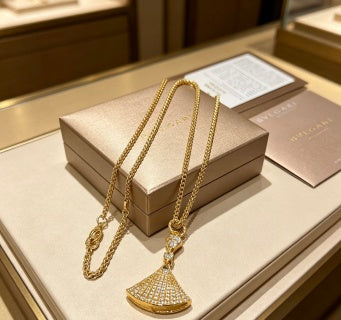 Bvlgari Gold Fan Pendant Necklace – Elegant Luxury Jewelry