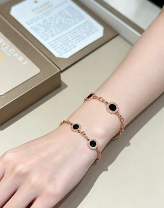 Bvlgari Rose Gold Black Gemstone Bracelet – Elegant Luxury Jewelry