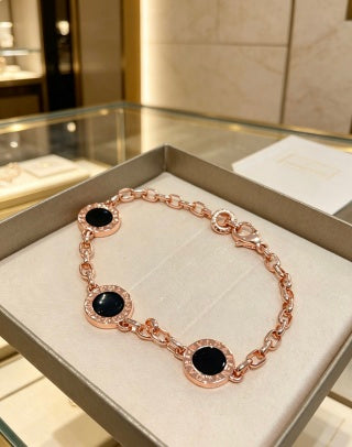 Bvlgari Rose Gold Black Gemstone Bracelet – Elegant Luxury Jewelry